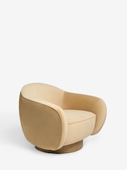 Soft Velvet Camel Brown N. Premium Varenna Accent Swivel Chair - Image 6 of 10