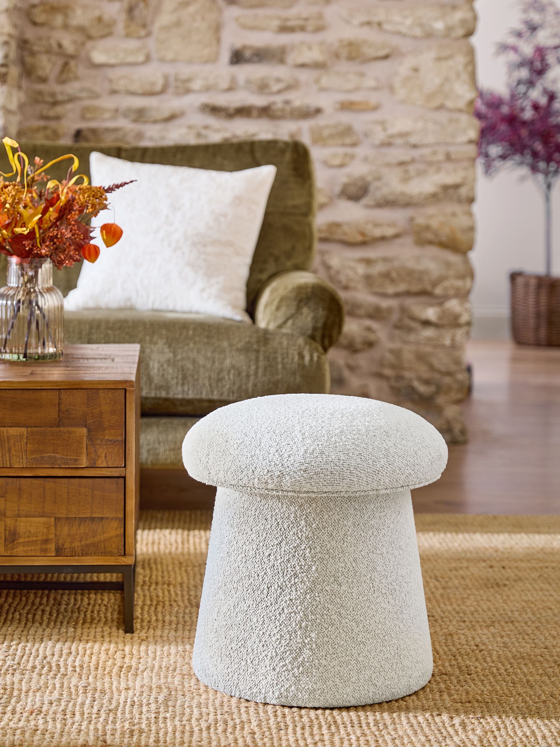 Buy Casual Boucle Light Natural Toadstool Storage Stool from the