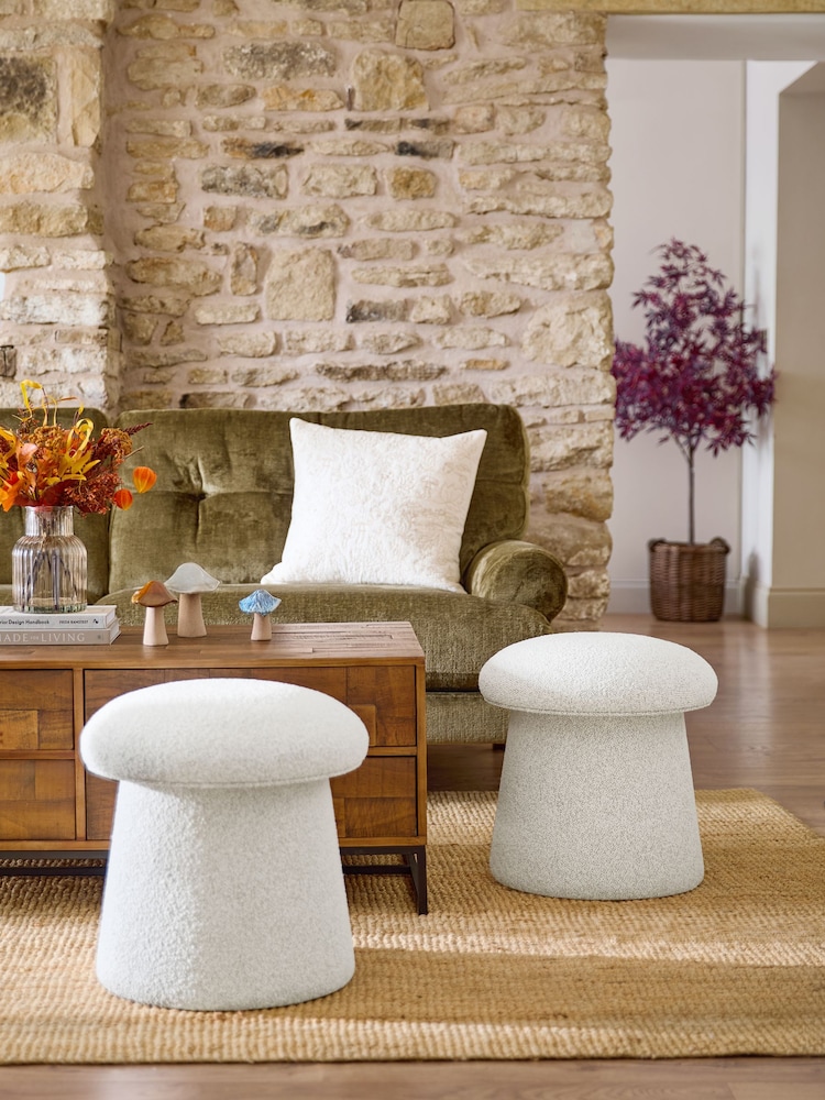 Casual Boucle Light Natural Toadstool Storage Stool - Image 2 of 8