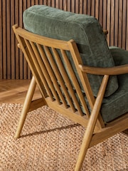 Relaxed Chenille Forest Green Bronx Frame Hampton Wooden Accent Chair - Image 3 of 10