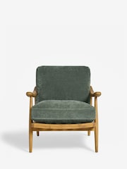 Relaxed Chenille Forest Green Bronx Frame Hampton Wooden Accent Chair - Image 5 of 10