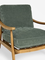 Relaxed Chenille Forest Green Bronx Frame Hampton Wooden Accent Chair - Image 9 of 10