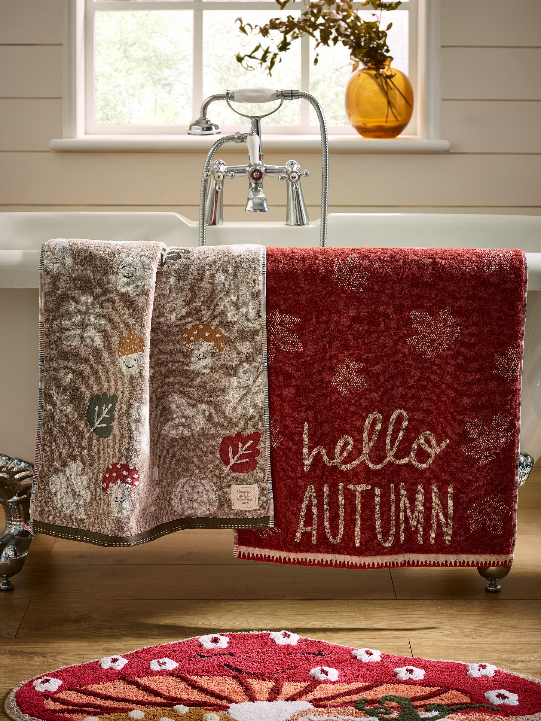 Buy Multi Hand Autumn Leaf 100 Cotton Towels Set of 2 from Next Luxembourg