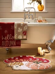 Multi Pumpkin and Autumn Friends 100% Cotton Bath Mat - Image 2 of 7