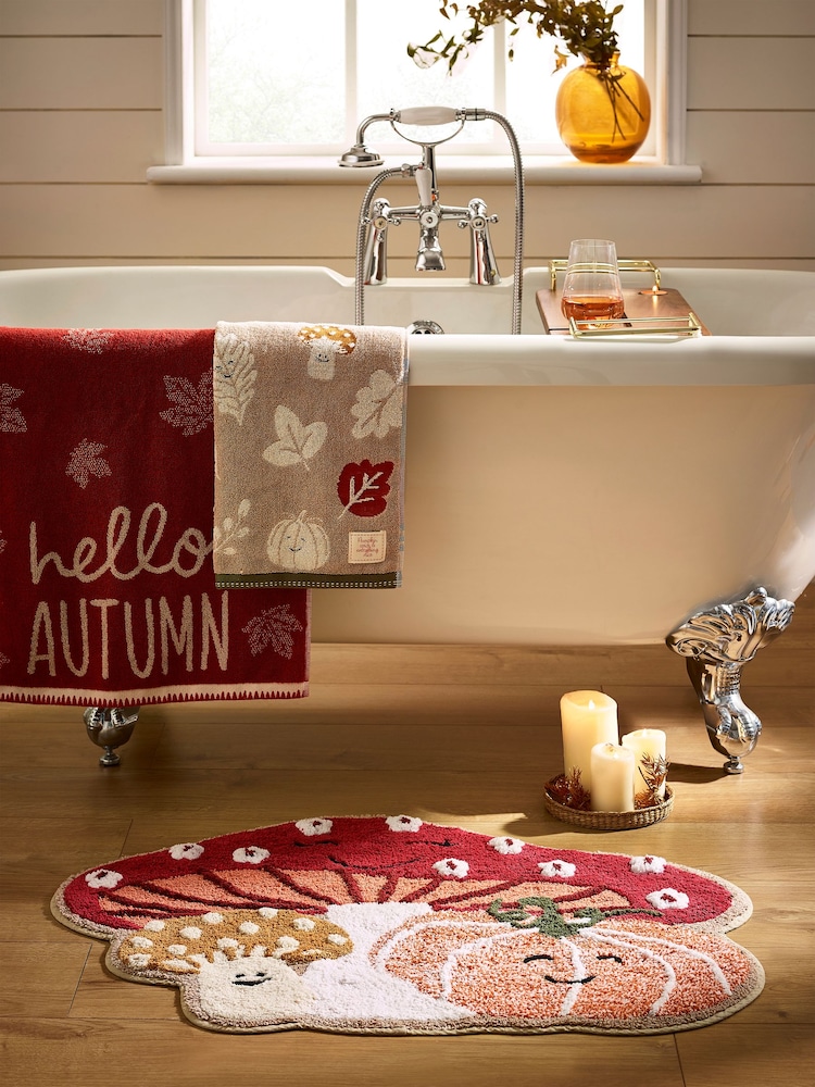 Multi Pumpkin and Autumn Friends 100% Cotton Bath Mat - Image 2 of 7