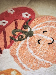 Multi Pumpkin and Autumn Friends 100% Cotton Bath Mat - Image 5 of 7