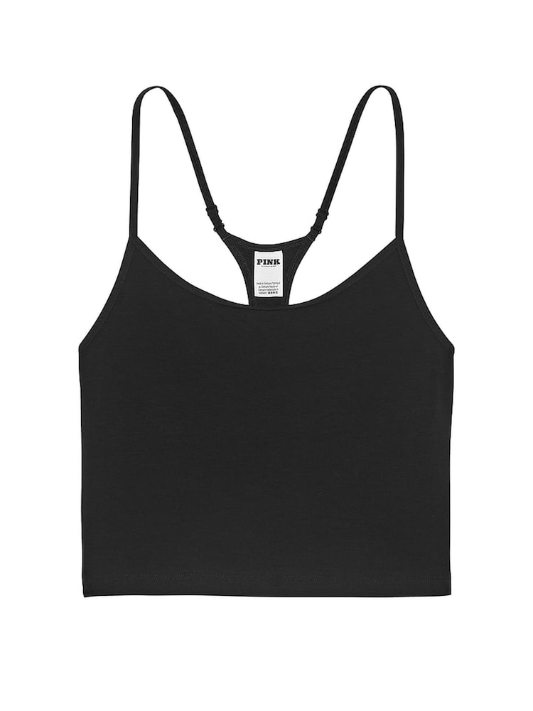Victoria's Secret PINK Pure Black Cotton Jersey Tank Top - Image 3 of 3
