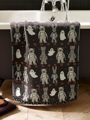 Black Halloween Bertie Bear and Rosie Rabbit 100% Cotton Towels - Image 4 of 5