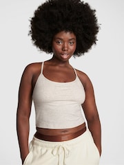 Victoria's Secret PINK Heather Oatmeal Beige Cotton Jersey Tank Top - Image 1 of 3