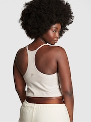 Victoria's Secret PINK Heather Oatmeal Beige Cotton Jersey Tank Top - Image 2 of 3