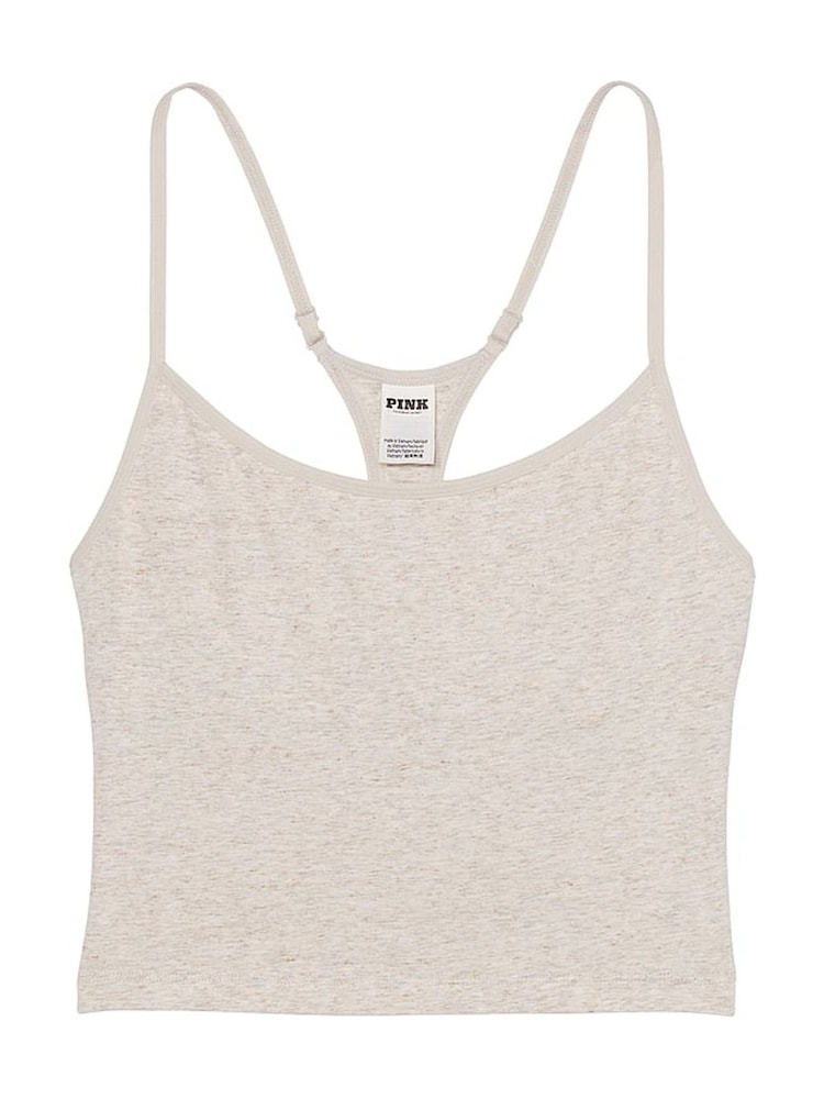 Victoria's Secret PINK Heather Oatmeal Beige Cotton Jersey Tank Top - Image 3 of 3 Victoria's Secret PINK Heather Oatmeal Beige Cotton Jersey Tank Top - Image 3 of 3