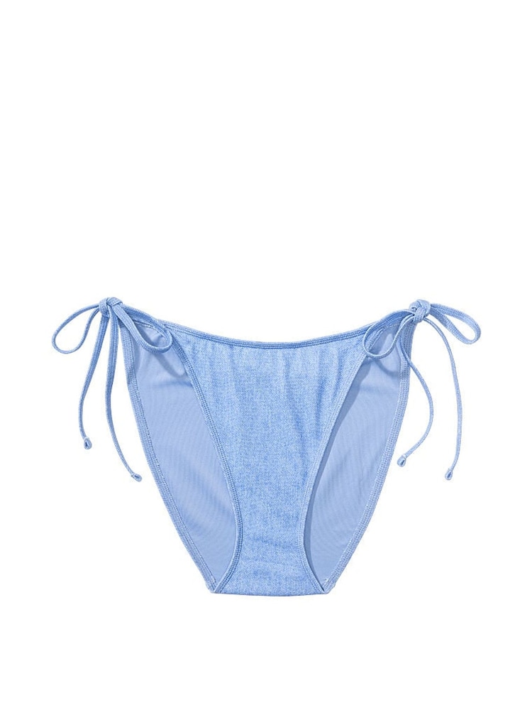 Victoria's Secret PINK Denim Blue Tie Side High Leg Bikini Bottom - Image 3 of 3