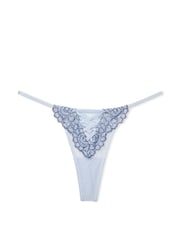 Victoria's Secret Faded Denim Blue Thong Embroidered Knickers - Image 3 of 3