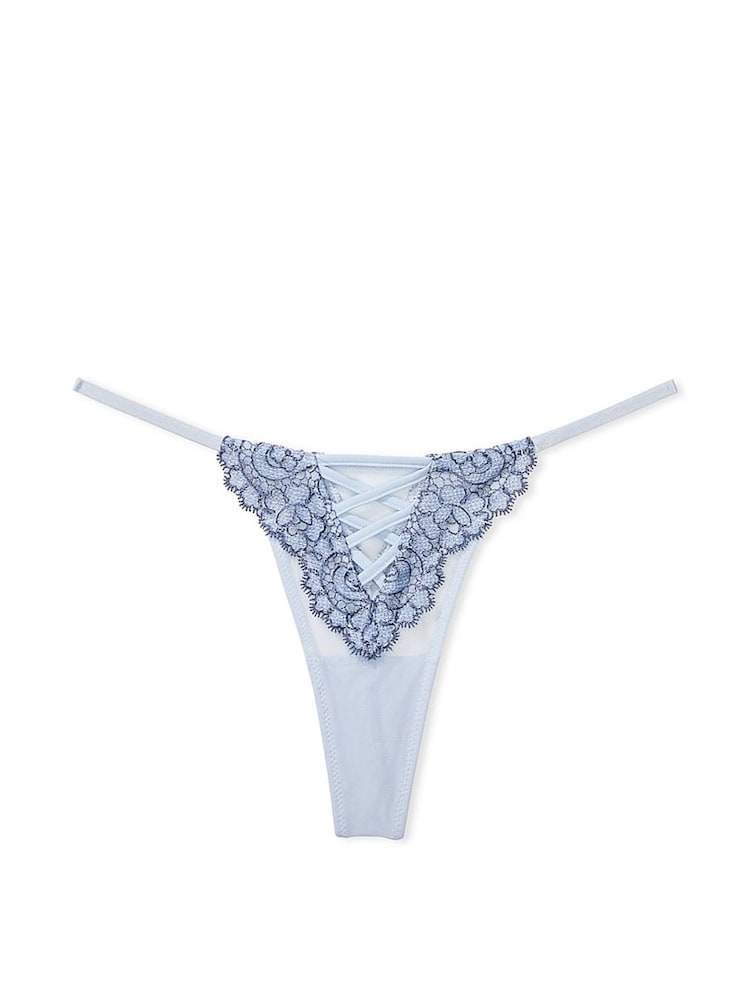 Victoria's Secret Faded Denim Blue Thong Embroidered Knickers - Image 3 of 3 Victoria's Secret Faded Denim Blue Thong Embroidered Knickers - Image 3 of 3