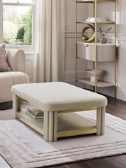Soft Velvet Pebble Natural Valencia Light Upholstered Coffee Table - Image 1 of 8
