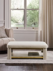 Soft Velvet Pebble Natural Valencia Light Upholstered Coffee Table - Image 2 of 8