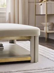 Soft Velvet Pebble Natural Valencia Light Upholstered Coffee Table - Image 3 of 8