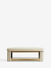 Soft Velvet Pebble Natural Valencia Light Upholstered Coffee Table - Image 5 of 8
