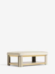 Soft Velvet Pebble Natural Valencia Light Upholstered Coffee Table - Image 7 of 8