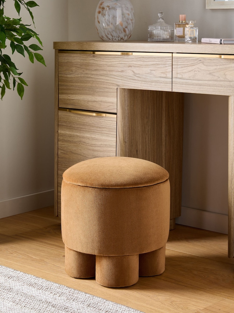 Relaxed Chenille Toffee Brown Bloor Storage Stool - Image 1 of 7