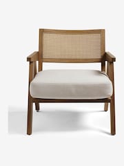 Bronx Frame, Contemporary Tweed Linen Natural Abel Wooden Rattan Accent Chair - Image 3 of 10
