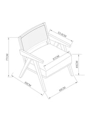 Bronx Frame, Contemporary Tweed Linen Natural Abel Wooden Rattan Accent Chair - Image 4 of 10