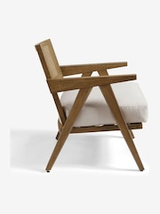 Bronx Frame, Contemporary Tweed Linen Natural Abel Wooden Rattan Accent Chair - Image 7 of 10