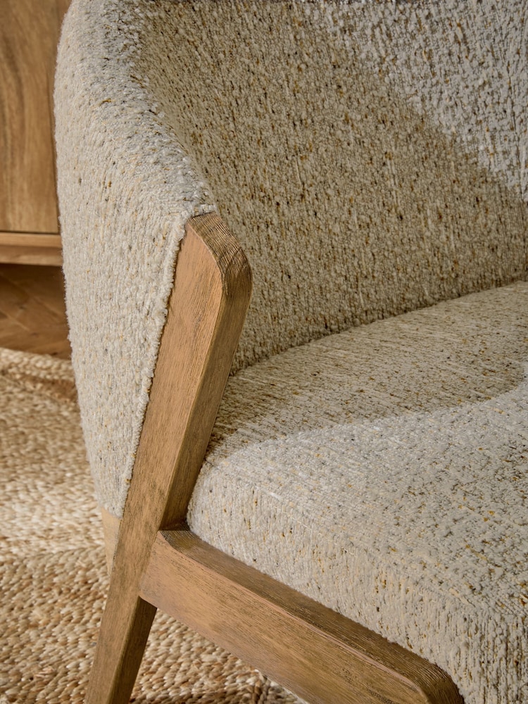 Bronx Frame Tweedy Boucle Mink Natural Turner Wooden Accent Chair - Image 2 of 10