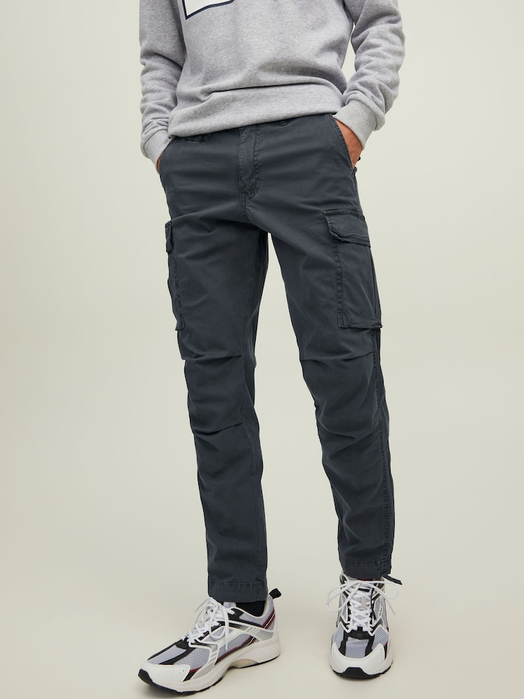 JACK & JONES Grey Straight Leg Cargo Trousers - Image 1 of 6 JACK & JONES Grey Straight Leg Cargo Trousers - Image 1 of 6