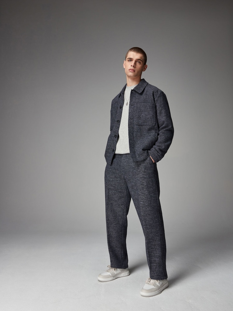 Navy EDIT Textured Bouclé Trousers - Image 1 of 9