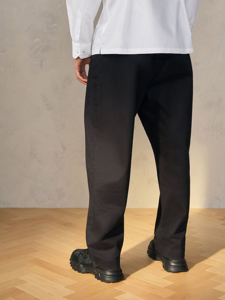 Black EDIT Wide Leg 100% Cotton Trousers - Image 3 of 8