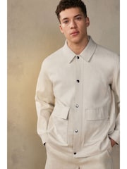 Neutral EDIT Linen Rich Smart Shacket - Image 1 of 1
