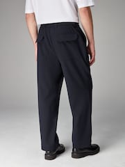 Темно-синий - Elasticated Waist EDIT Relaxed Twill Trousers - Image 3 of 5