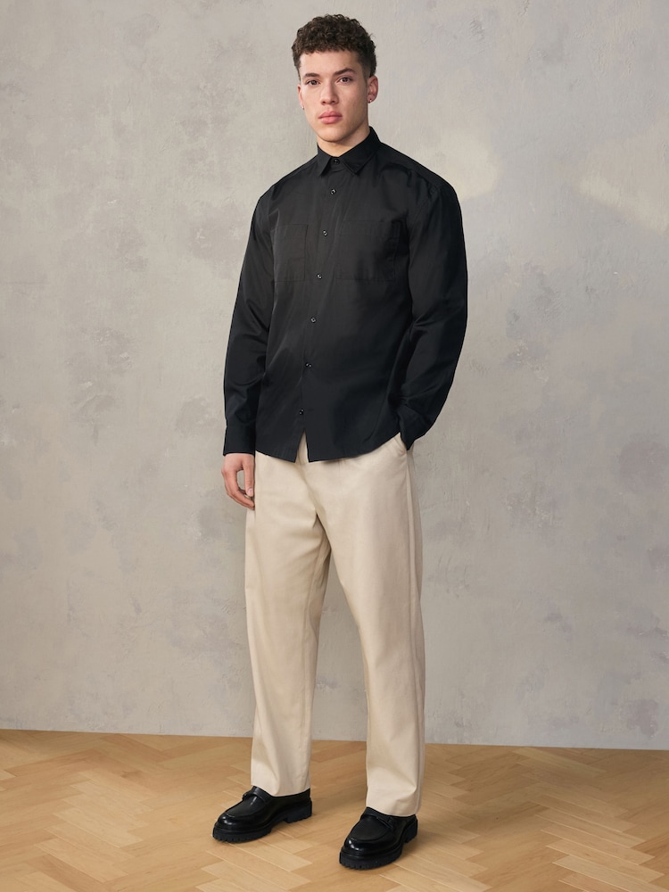 Ecru Wide Leg 100% Cotton Trousers - Image 1 of 8 Ecru Wide Leg 100% Cotton Trousers - Image 1 of 8