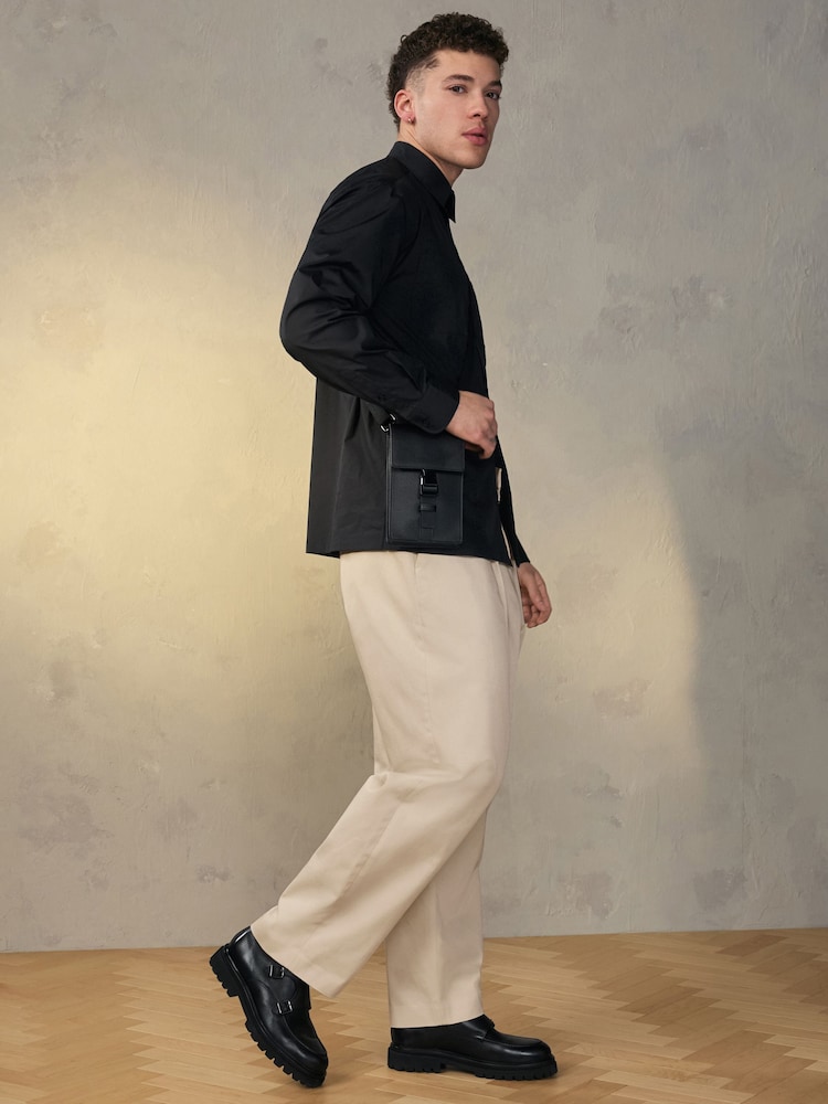 Ecru Wide Leg 100% Cotton Trousers - Image 2 of 8 Ecru Wide Leg 100% Cotton Trousers - Image 2 of 8