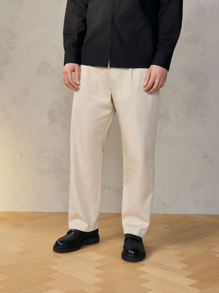 Ecru EDIT Wide Leg 100% Cotton Trousers - Image 3 of 8