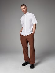 Rust Brown Elasticated Waist EDIT Relaxed Twill Trousers - Image 1 of 9