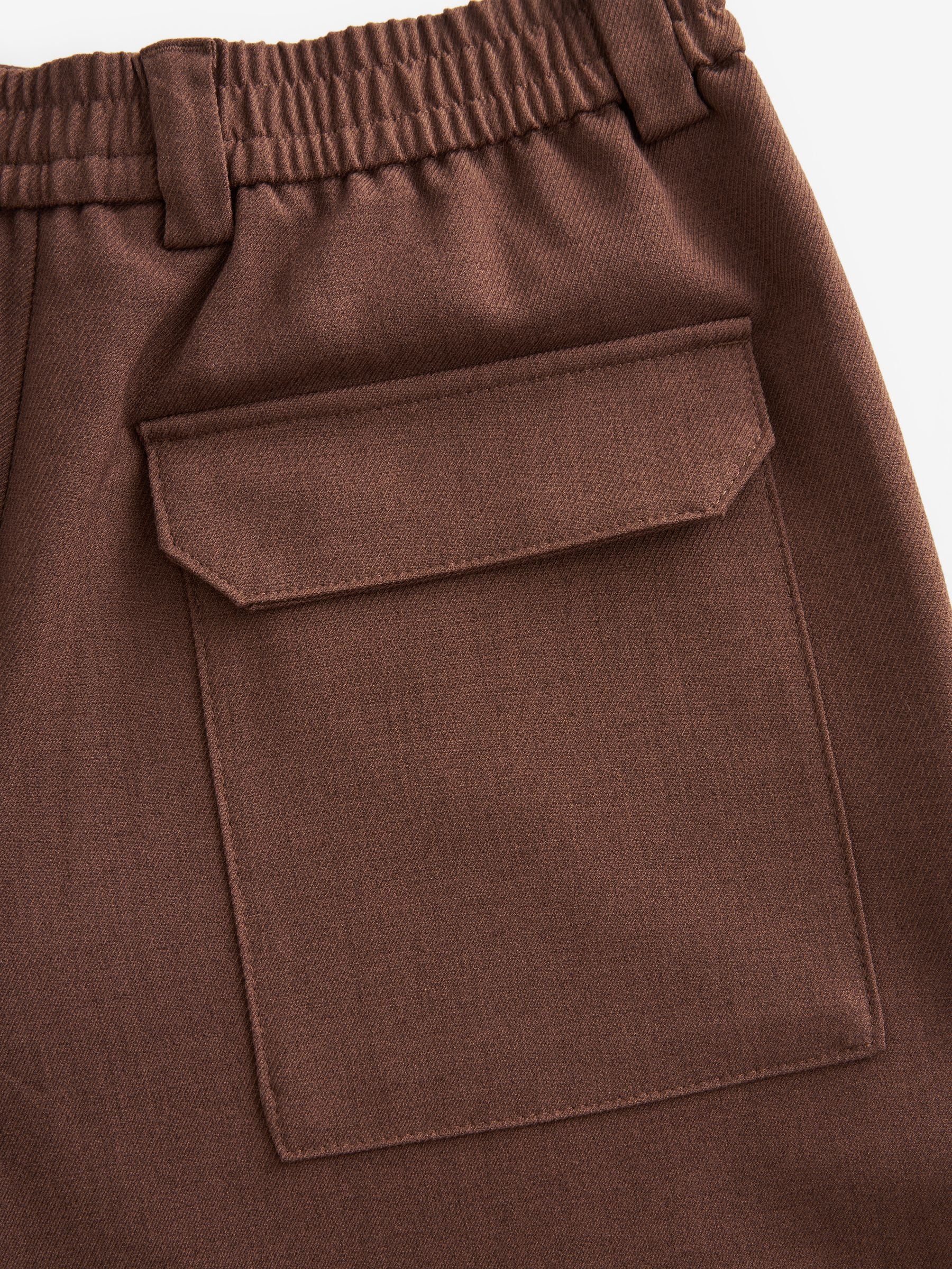 Buy Rust Brown Elasticated Waist EDIT Relaxed Twill Trousers