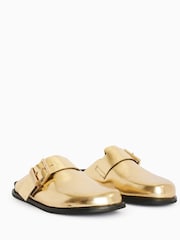 AllSaints Gold Venus Shearling Mules - Image 3 of 6