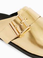 AllSaints Gold Venus Shearling Mules - Image 6 of 6