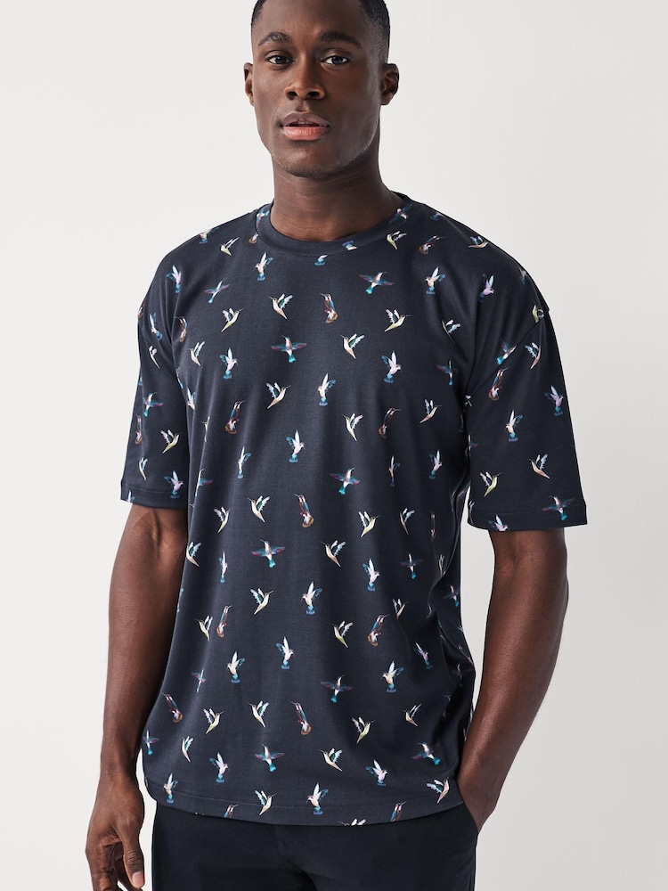Navy Hummingbird Print T-Shirt - Image 1 of 7