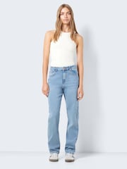 NOISY MAY Blue High Waisted Straight Leg Jeans - Image 4 of 9