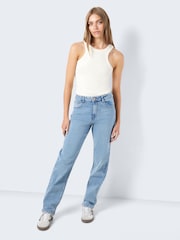 NOISY MAY Blue High Waisted Straight Leg Jeans - Image 6 of 9