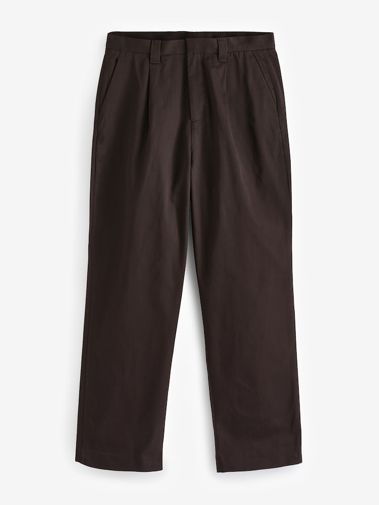 Brown EDIT Wide Leg 100% Cotton Trousers - Image 1 of 4