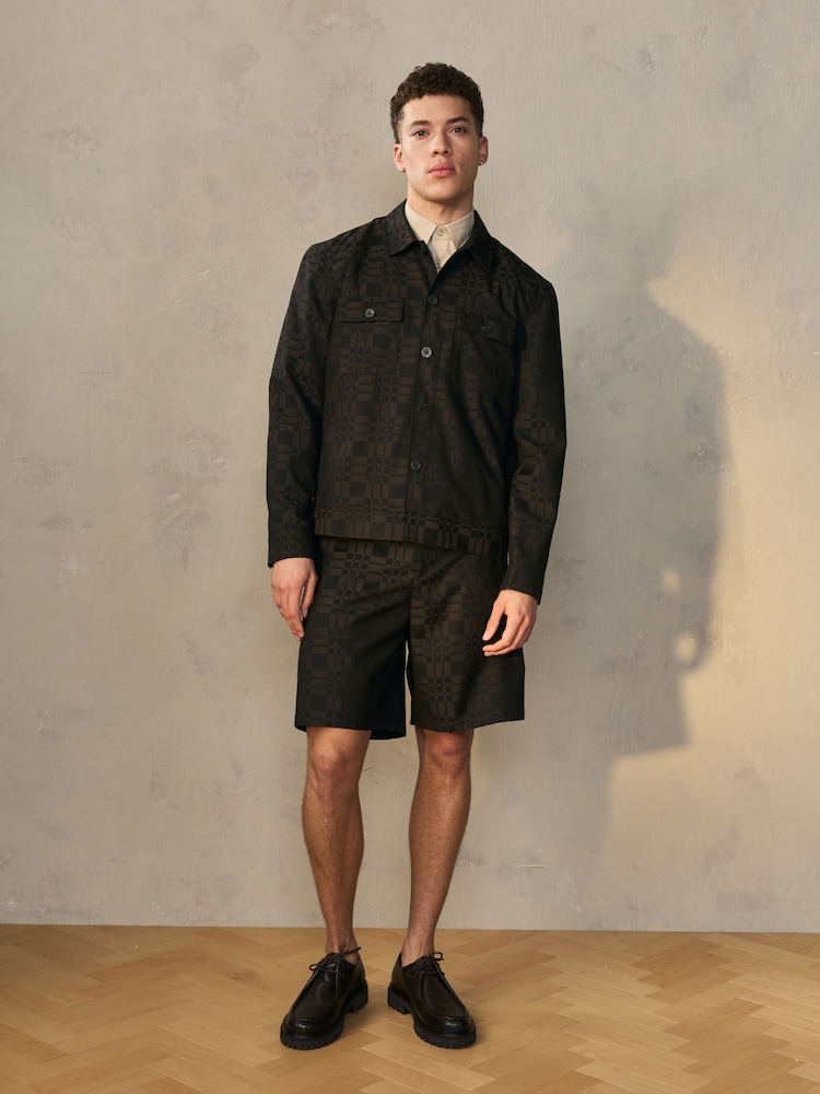 Brown EDIT Patterned Bermuda Shorts - Image 2 of 9