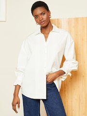 Love & Roses White Button Through V Neck Tie Cuff Shirt - Image 1 of 4