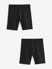 Black Longer Length 2 Pack Cotton Rich Stretch Cycle Shorts (3-16yrs) - Image 1 of 5