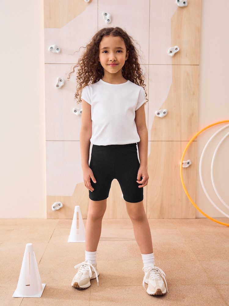 Noir - Lot de 2 shorts de vélo extensibles en coton riche (3-16ans) - Image 3 of 8