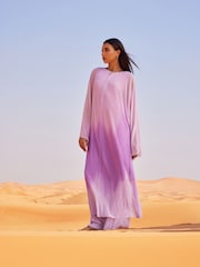 Lilac Purple Wide Leg Plisse Trousers - Image 1 of 6