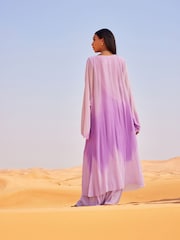 Lilac Purple Wide Leg Plisse Trousers - Image 2 of 6